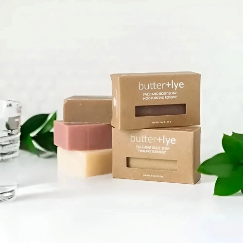 Custom kraft soap boxes with window cutout and brand logo