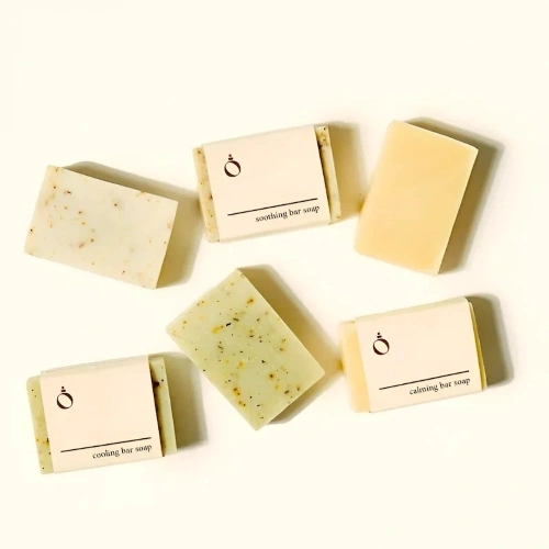 Luxury soap sleeve with gold foil logo and clean layout