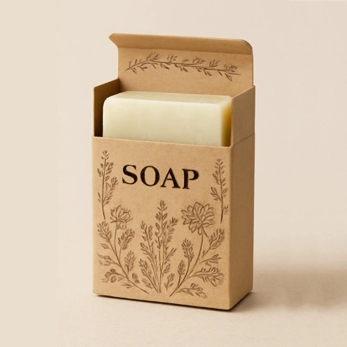 Sustainable soap box with natural design and green branding